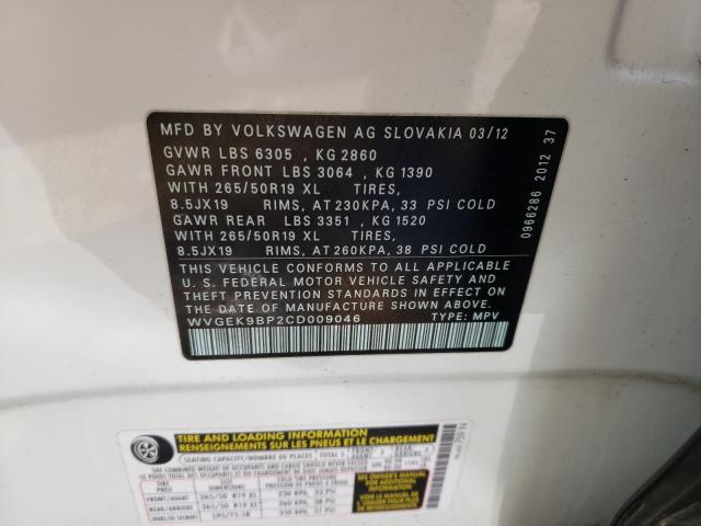 Photo 9 VIN: WVGEK9BP2CD009046 - VOLKSWAGEN TOUAREG 