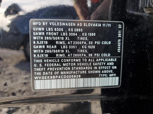 Photo 11 VIN: WVGEK9BP4CD005628 - VOLKSWAGEN TOUAREG 