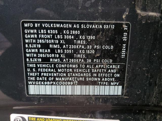 Photo 12 VIN: WVGEK9BPXCD009912 - VOLKSWAGEN TOUAREG 