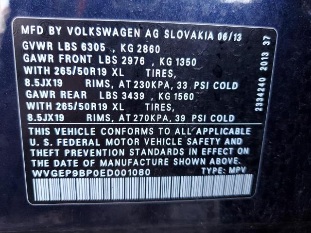 Photo 12 VIN: WVGEP9BP0ED001080 - VOLKSWAGEN TOUAREG V6 