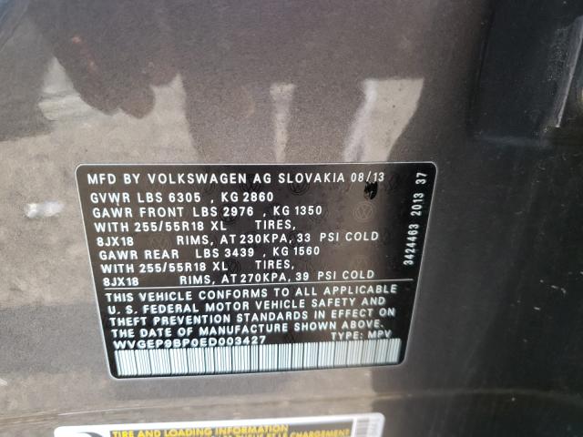 Photo 9 VIN: WVGEP9BP0ED003427 - VOLKSWAGEN TOUAREG 