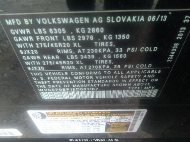 Photo 8 VIN: WVGEP9BP1ED001167 - VOLKSWAGEN TOUAREG 