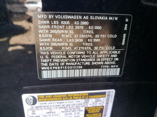 Photo 9 VIN: WVGEP9BP1ED012296 - VOLKSWAGEN TOUAREG V6 