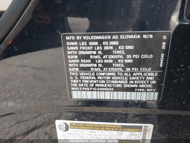 Photo 8 VIN: WVGEP9BP1GD006534 - VOLKSWAGEN TOUAREG 