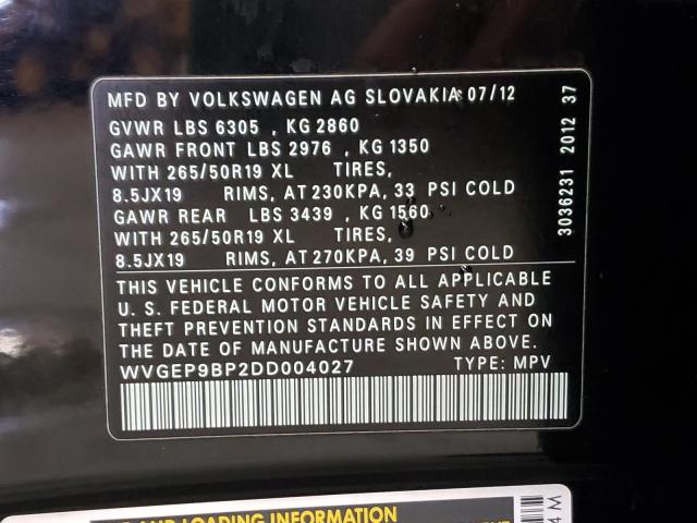 Photo 9 VIN: WVGEP9BP2DD004027 - VOLKSWAGEN TOUAREG 