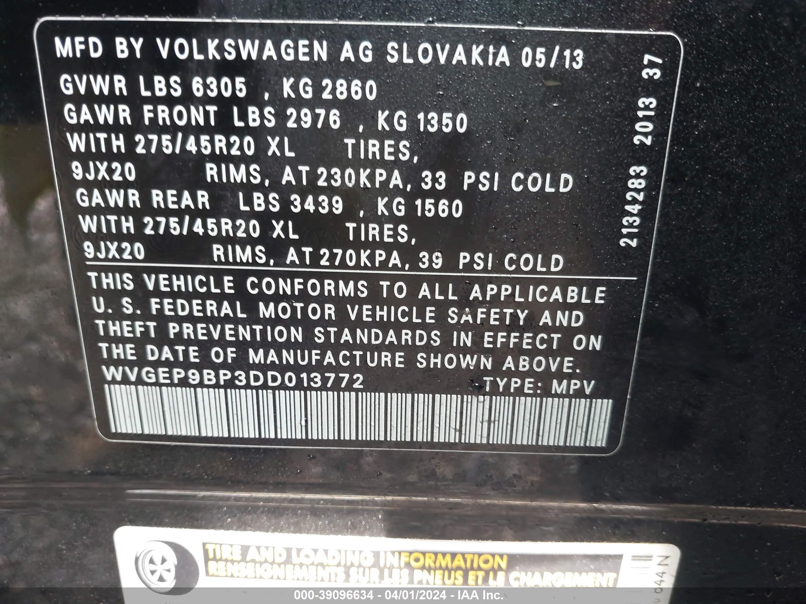 Photo 8 VIN: WVGEP9BP2DD005873 - VOLKSWAGEN TOUAREG 