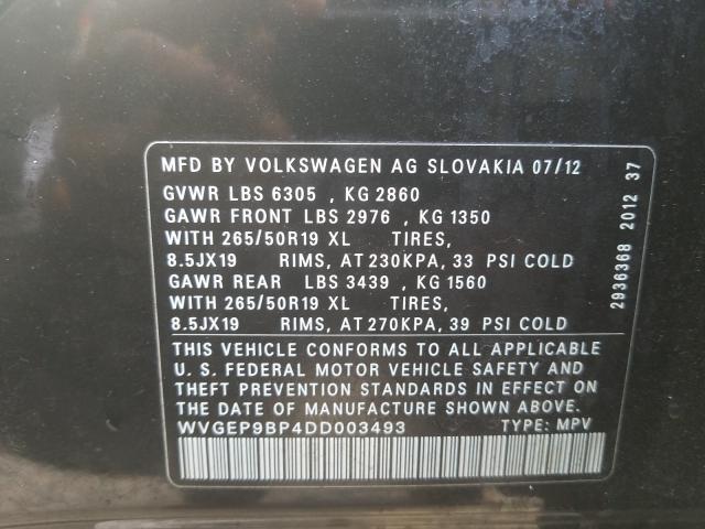 Photo 9 VIN: WVGEP9BP4DD003493 - VOLKSWAGEN TOUAREG 