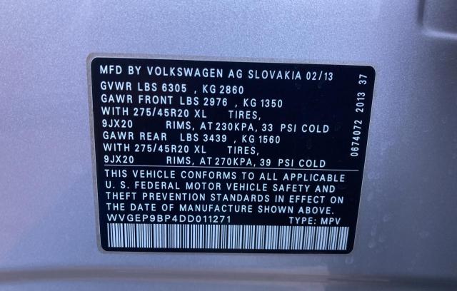 Photo 9 VIN: WVGEP9BP4DD011271 - VOLKSWAGEN TOUAREG V6 