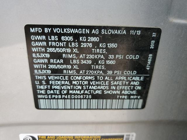 Photo 11 VIN: WVGEP9BP4ED006735 - VOLKSWAGEN TOUAREG V6 