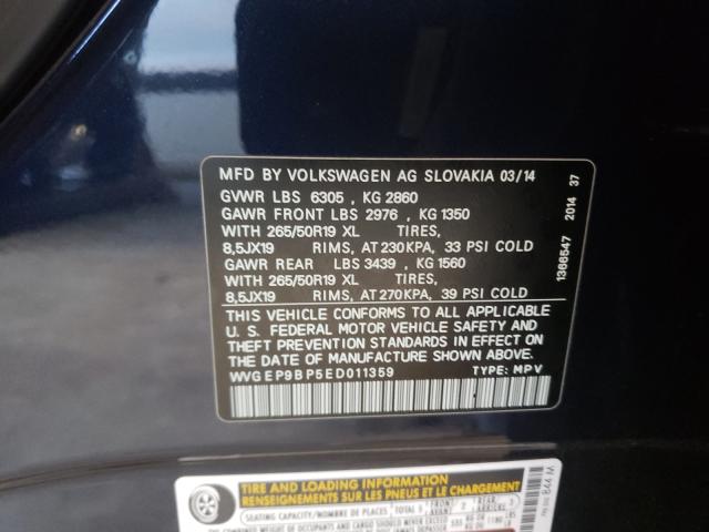 Photo 9 VIN: WVGEP9BP5ED011359 - VOLKSWAGEN TOUAREG 