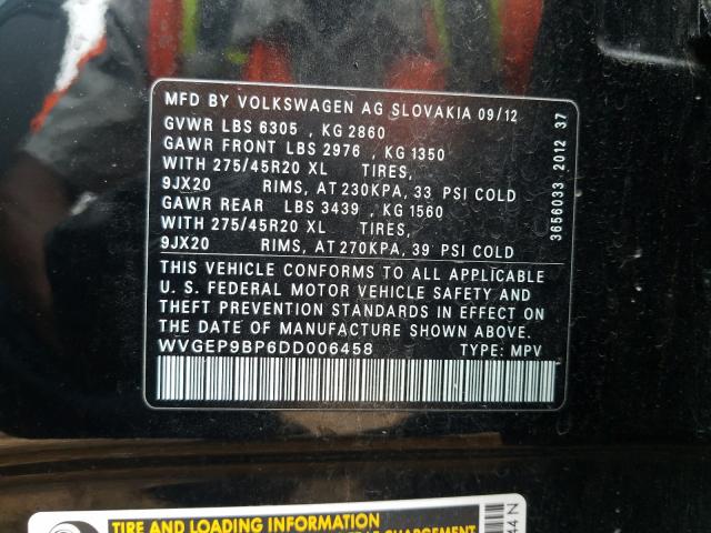 Photo 9 VIN: WVGEP9BP6DD006458 - VOLKSWAGEN TOUAREG 