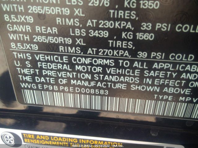 Photo 8 VIN: WVGEP9BP6ED008583 - VOLKSWAGEN TOUAREG 