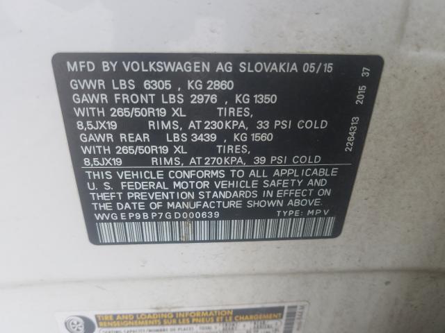 Photo 9 VIN: WVGEP9BP7GD000639 - VOLKSWAGEN TOUAREG 