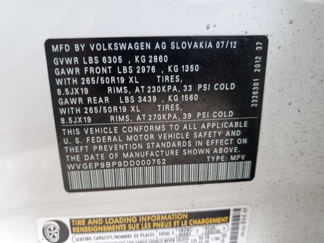 Photo 12 VIN: WVGEP9BP9DD000752 - VOLKSWAGEN TOUAREG 