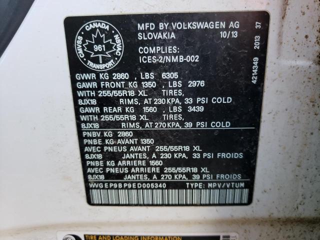 Photo 9 VIN: WVGEP9BP9ED005340 - VOLKSWAGEN TOUAREG V6 