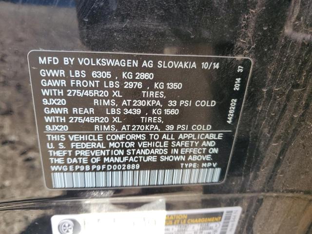 Photo 12 VIN: WVGEP9BP9FD002889 - VOLKSWAGEN TOUAREG V6 