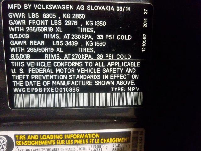 Photo 9 VIN: WVGEP9BPXED010885 - VOLKSWAGEN TOUAREG V6 