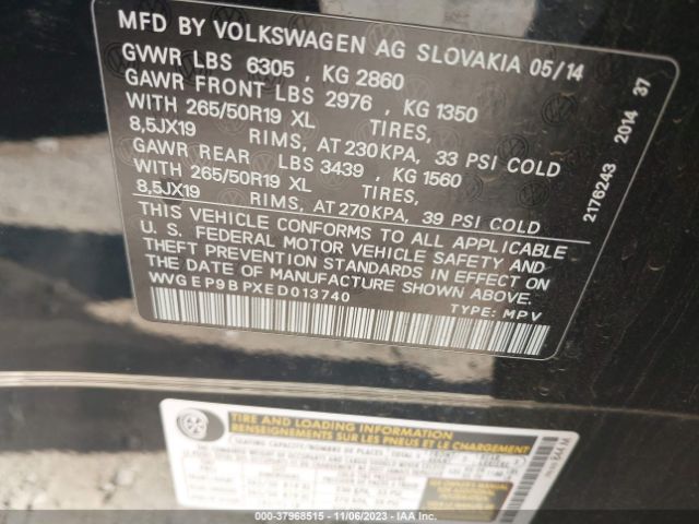 Photo 8 VIN: WVGEP9BPXED013740 - VOLKSWAGEN TOUAREG 