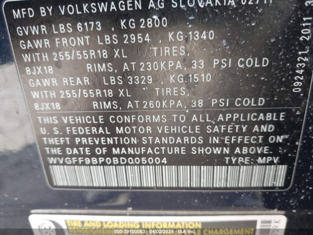 Photo 8 VIN: WVGFF9BP0BD005004 - VOLKSWAGEN TOUAREG 