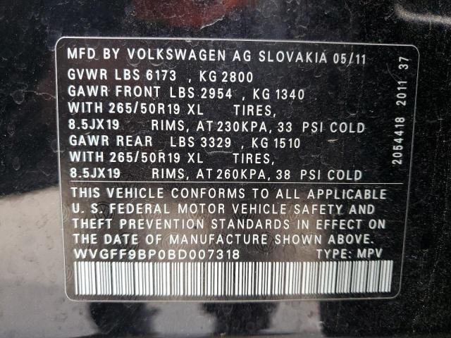 Photo 13 VIN: WVGFF9BP0BD007318 - VOLKSWAGEN TOUAREG 