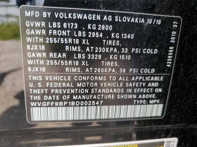 Photo 12 VIN: WVGFF9BP1BD002547 - VOLKSWAGEN TOUAREG 