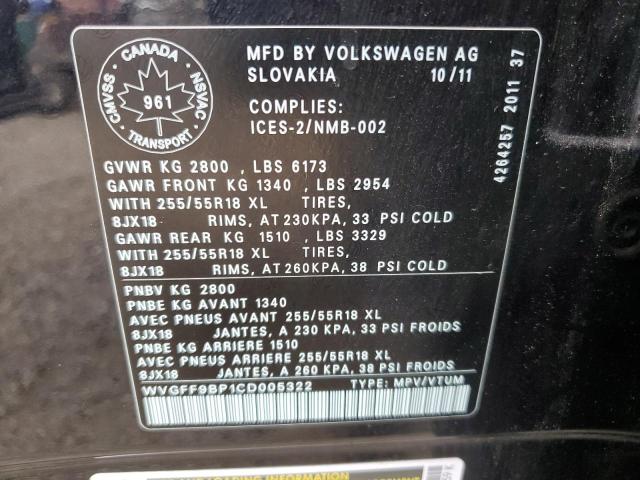 Photo 12 VIN: WVGFF9BP1CD005322 - VOLKSWAGEN TOUAREG V6 