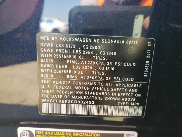 Photo 13 VIN: WVGFF9BP2CD002493 - VOLKSWAGEN TOUAREG V6 