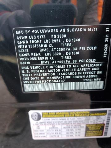 Photo 11 VIN: WVGFF9BP2CD004437 - VOLKSWAGEN TOUAREG 