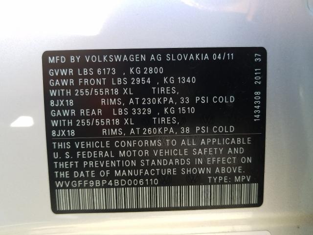 Photo 9 VIN: WVGFF9BP4BD006110 - VOLKSWAGEN TOUAREG V6 