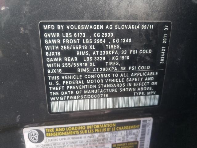 Photo 12 VIN: WVGFF9BP5CD003718 - VOLKSWAGEN TOUAREG V6 