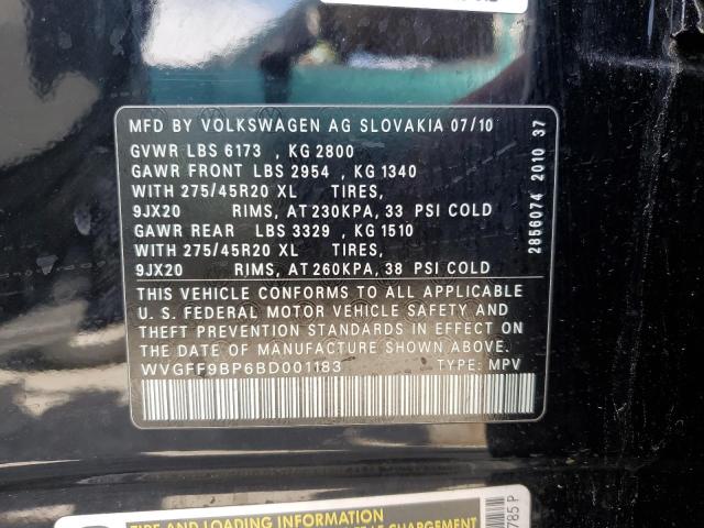 Photo 11 VIN: WVGFF9BP6BD001183 - VOLKSWAGEN TOUAREG V6 