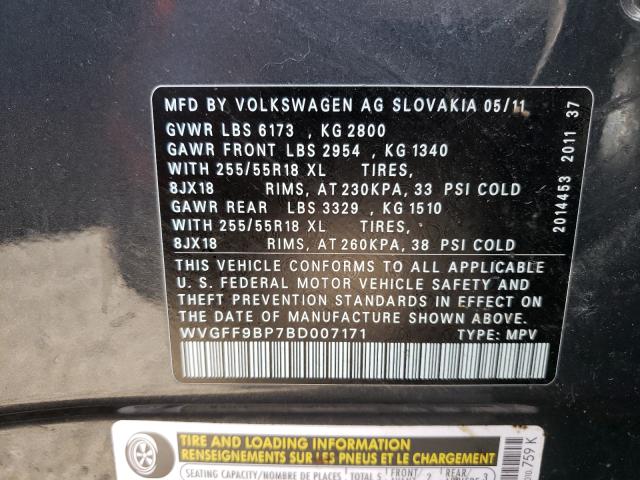 Photo 9 VIN: WVGFF9BP7BD007171 - VOLKSWAGEN TOUAREG V6 