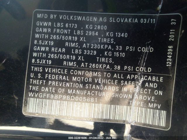 Photo 8 VIN: WVGFF9BP9BD005681 - VOLKSWAGEN TOUAREG 