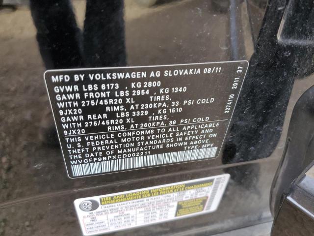 Photo 9 VIN: WVGFF9BPXCD002211 - VOLKSWAGEN TOUAREG V6 