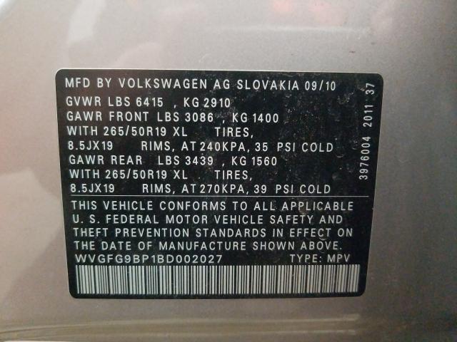 Photo 9 VIN: WVGFG9BP1BD002027 - VOLKSWAGEN TOUAREG 