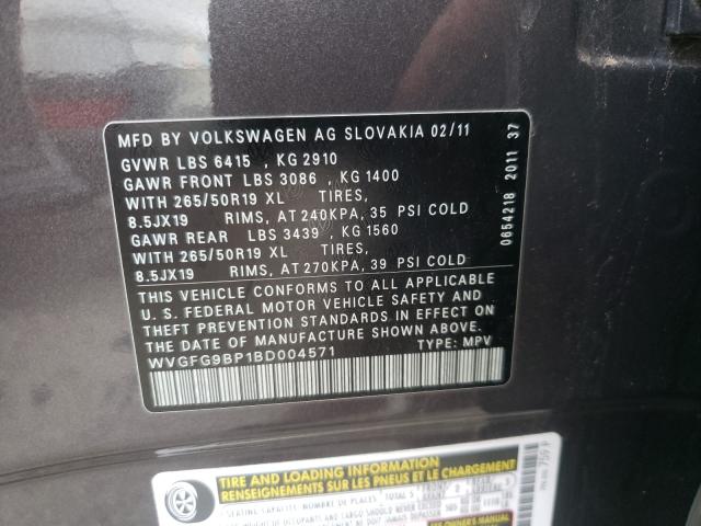 Photo 9 VIN: WVGFG9BP1BD004571 - VOLKSWAGEN TOUAREG HY 