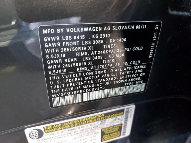 Photo 12 VIN: WVGFG9BP5CD002470 - VOLKSWAGEN TOUAREG 