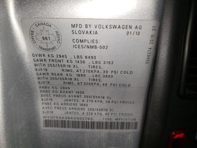 Photo 9 VIN: WVGFK6A98AD002783 - VOLKSWAGEN TOUAREG TD 