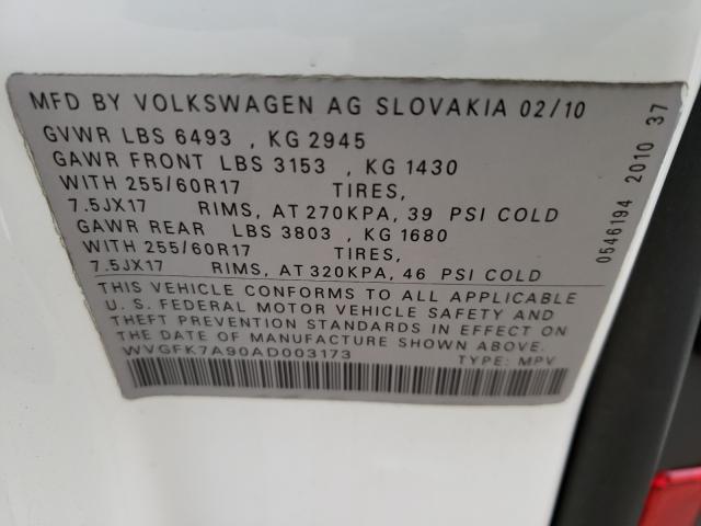 Photo 9 VIN: WVGFK7A90AD003173 - VOLKSWAGEN TOUAREG 