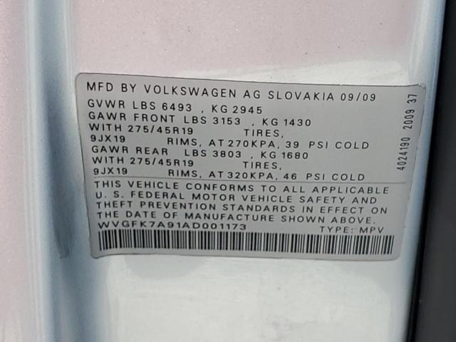 Photo 11 VIN: WVGFK7A91AD001173 - VOLKSWAGEN TOUAREG TD 