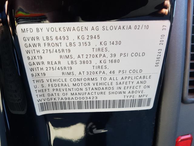 Photo 9 VIN: WVGFK7A98AD003423 - VOLKSWAGEN TOUAREG TD 