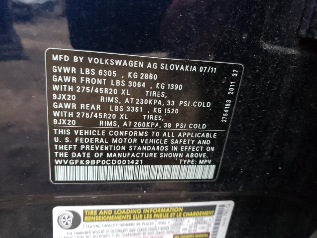 Photo 9 VIN: WVGFK9BP0CD001421 - VOLKSWAGEN TOUAREG V6 