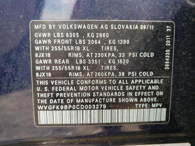 Photo 12 VIN: WVGFK9BP0CD003279 - VOLKSWAGEN TOUAREG V6 