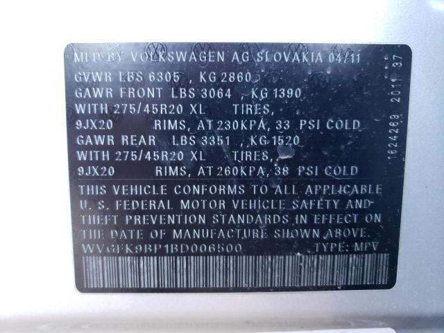 Photo 11 VIN: WVGFK9BP1BD006500 - VOLKSWAGEN TOUAREG 