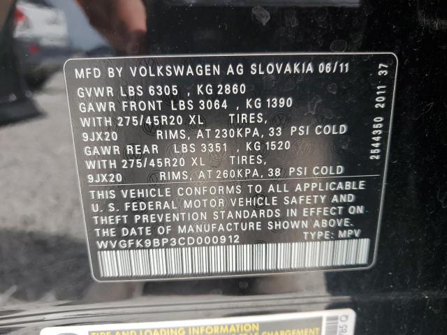 Photo 12 VIN: WVGFK9BP3CD000912 - VOLKSWAGEN TOUAREG V6 