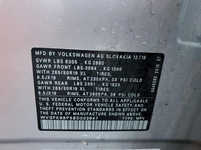 Photo 12 VIN: WVGFK9BP5BD003647 - VOLKSWAGEN TOUAREG 