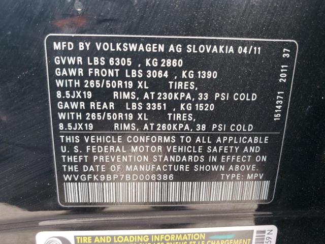 Photo 11 VIN: WVGFK9BP7BD006386 - VOLKSWAGEN TOUAREG 