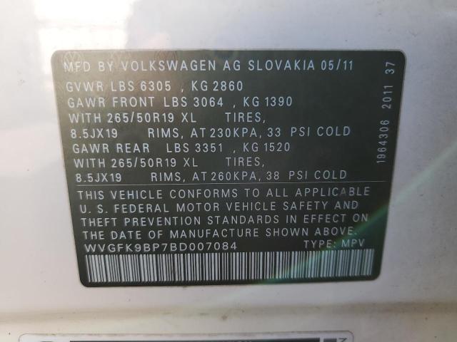 Photo 11 VIN: WVGFK9BP7BD007084 - VOLKSWAGEN TOUAREG 