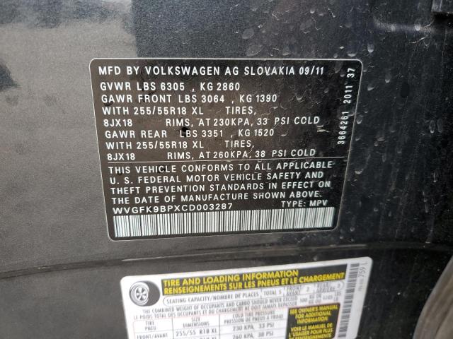 Photo 12 VIN: WVGFK9BPXCD003287 - VOLKSWAGEN TOUAREG 