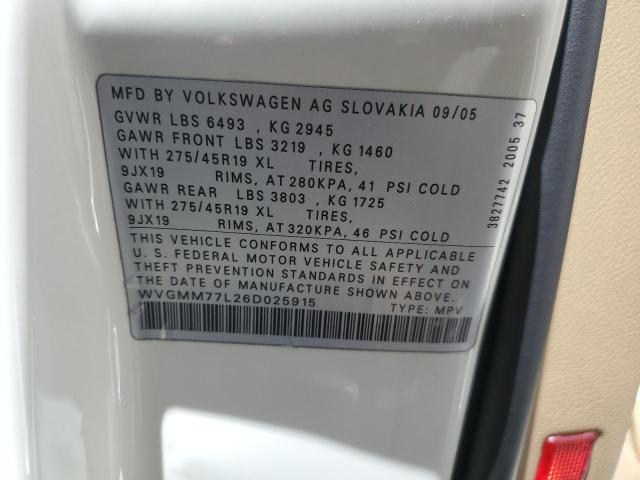 Photo 11 VIN: WVGMM77L26D025915 - VOLKSWAGEN TOUAREG 